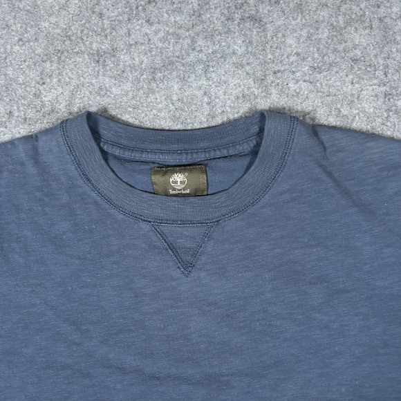 Timberland T Shirt Men's Size Large Blue Long Sleeve Blank Mini Logo Regular Fit - Picture 9 of 14